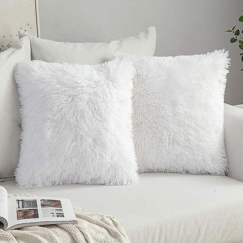 Cozy And Stylish - Set Of 2 Fluffy Faux Fur Cushion Covers For A Soft Touch