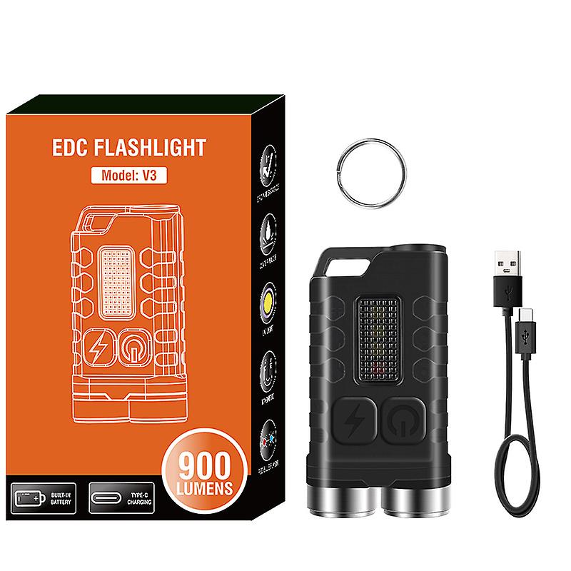 Portable 900 LM Mini LED Flashlight Keychain Pocket Magnetic Torch Rechargeable