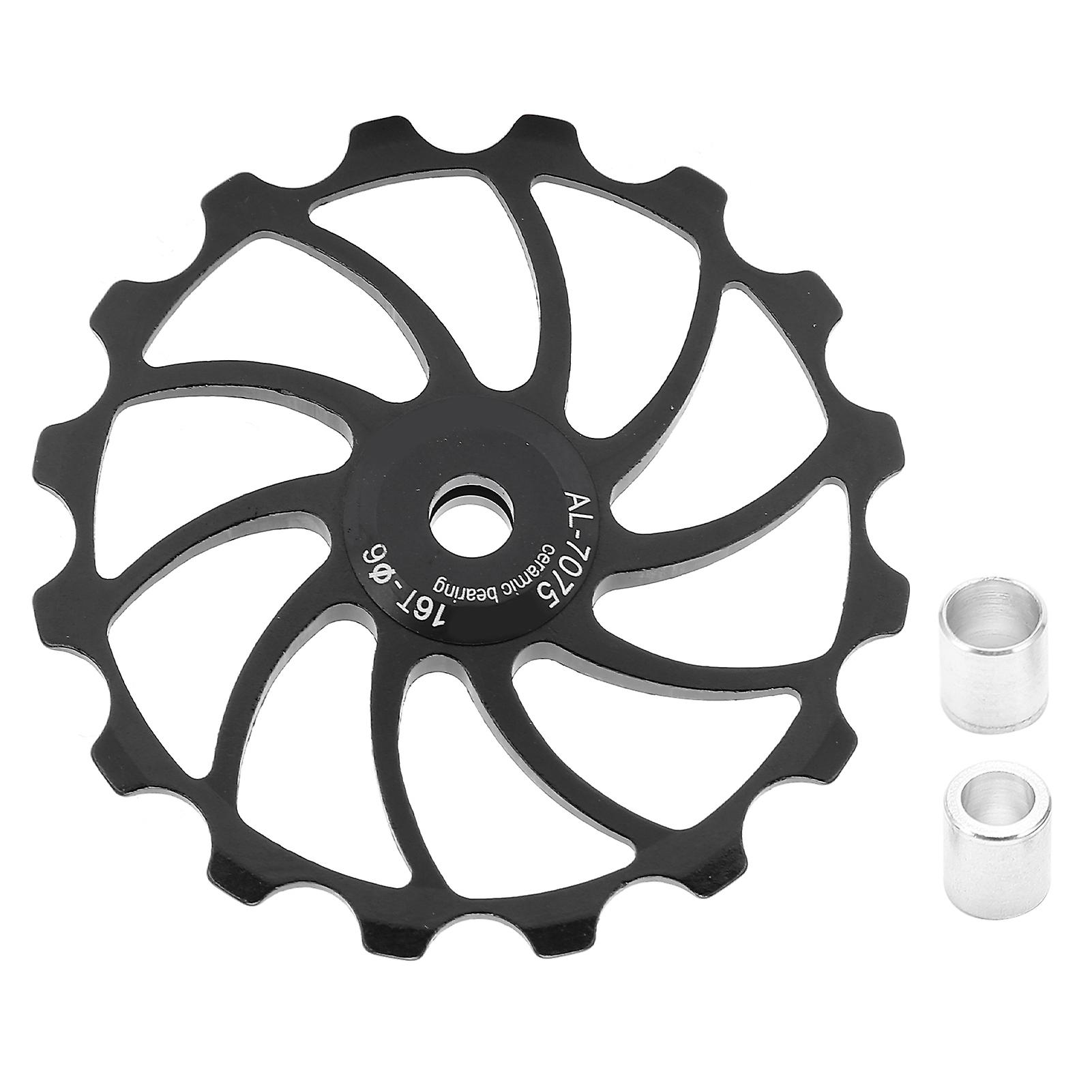 Qukaim 16T Bicycle Ceramics Rear Derailleur 16T Bicycle Rear Derailleur Ceramic Bearing Pulley Guide Wheel for MTB Road Bikes Black