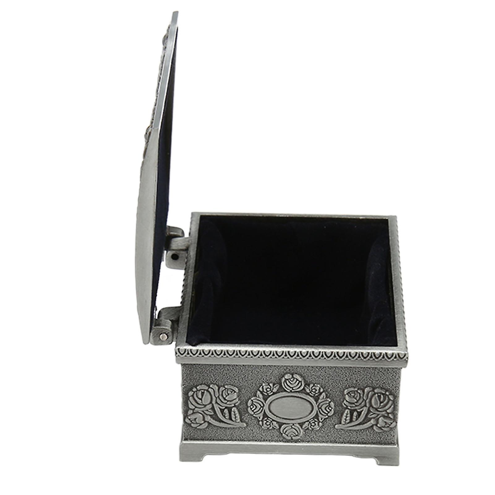 ヴィンテージジュエリーボックス防錆色耐フェード亜鉛合金ソフトベルベット装飾的な宝物トリンケットチェストアンティークピューター