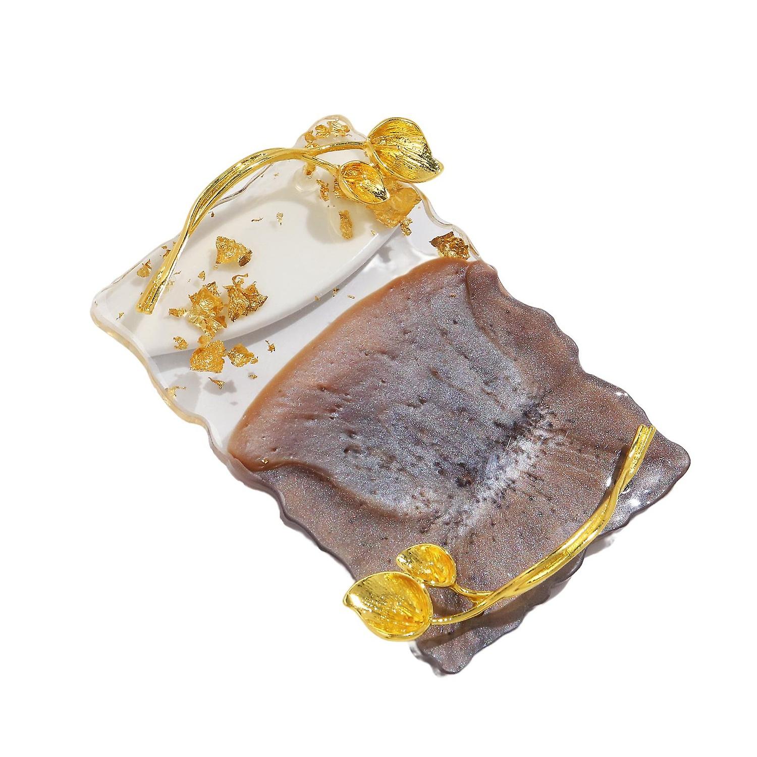 Nail Art Palette Irregular Shape Vibrant Color Golden Leaf Design Smooth Texture Stunning Visual