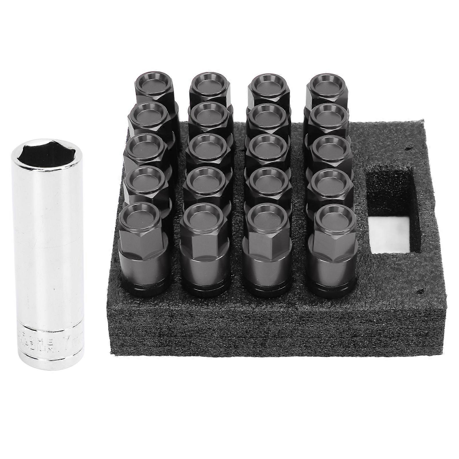 אגוזי גלגלים עם כובעים 20 יחידות M14x1.25 לסגסוגת פלדה לרכב