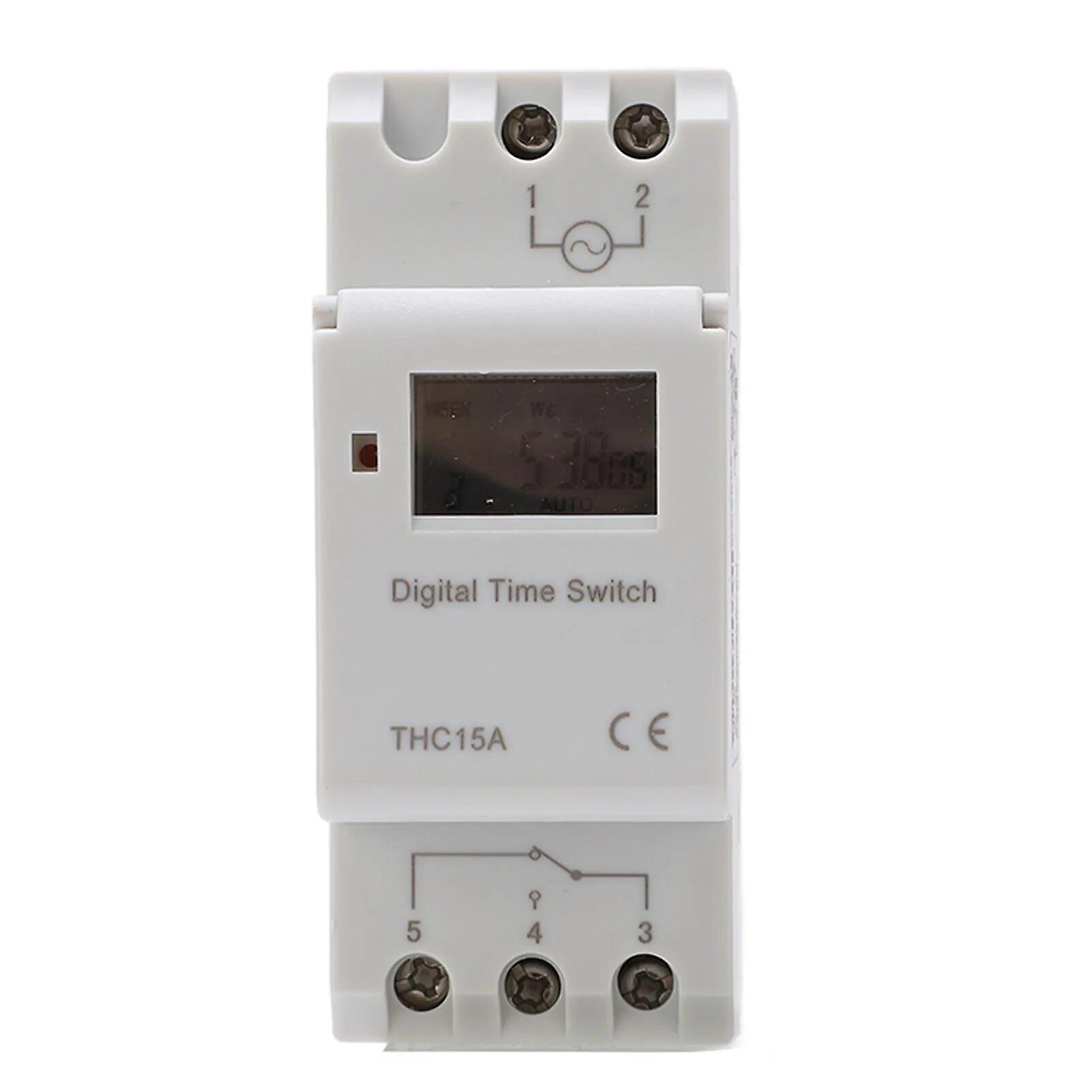 Digital Timer Switch 35mm Rail Installation 10 Date Combination Modes THC15A Weekly Timer 17 Segments Outdoor~7852