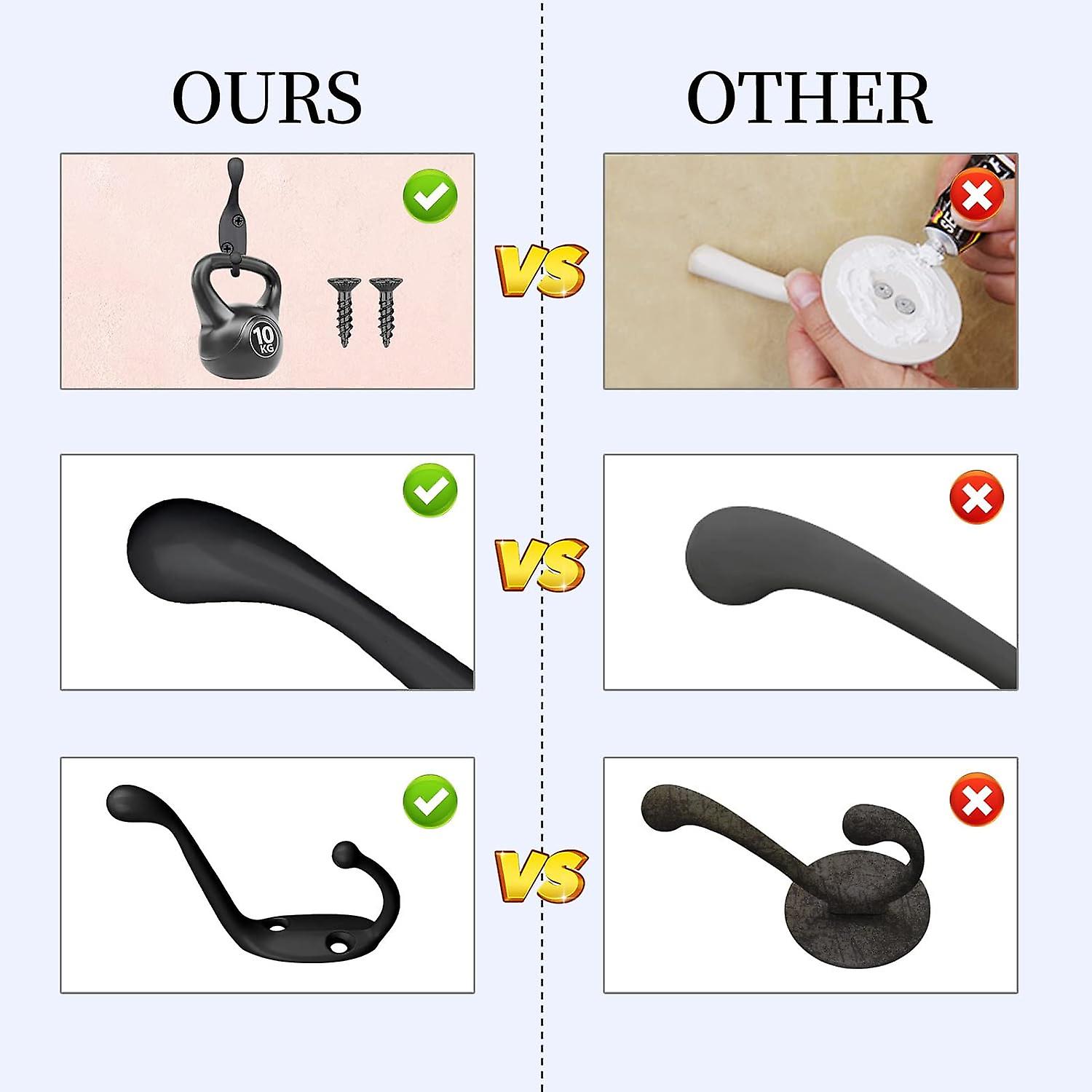 Retro Coat Hooks, Double Hooks with Screws