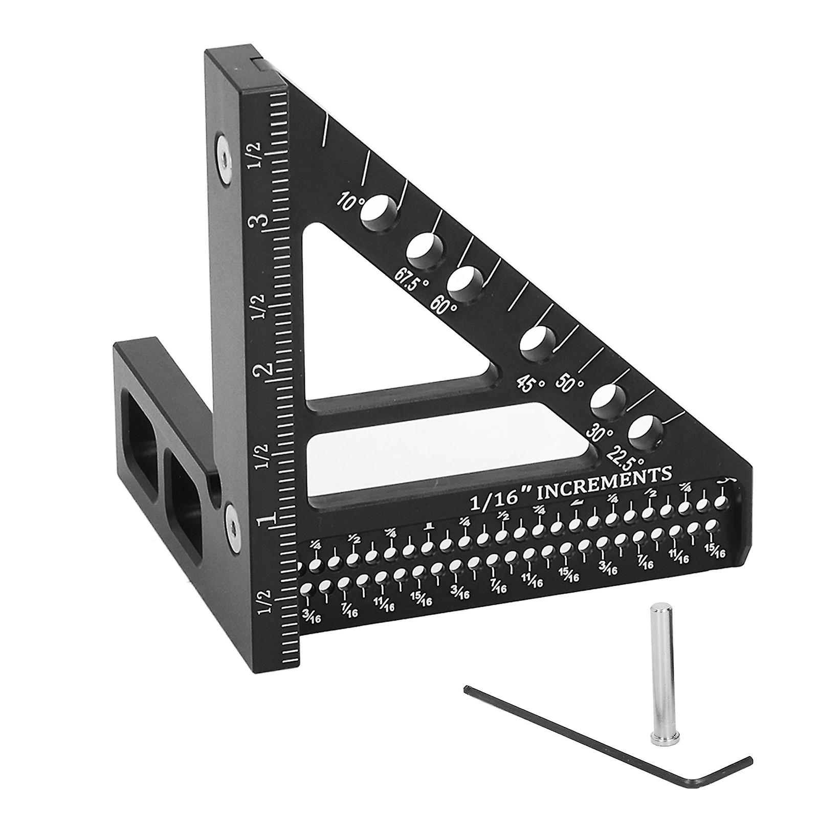 Aluminum Alloy 3D Multi Angle 22.5‑67.5 Degree Woodworking Square Ruler for Miter Triangle Drawing