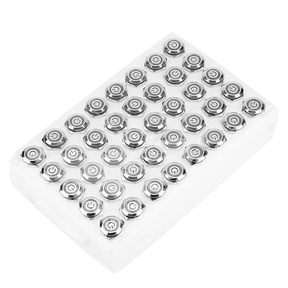 40pcs 16mm Metal Momentary Push Button Switch Auto Reset Flat Head 24V LED Light 5-Pin (Green) U