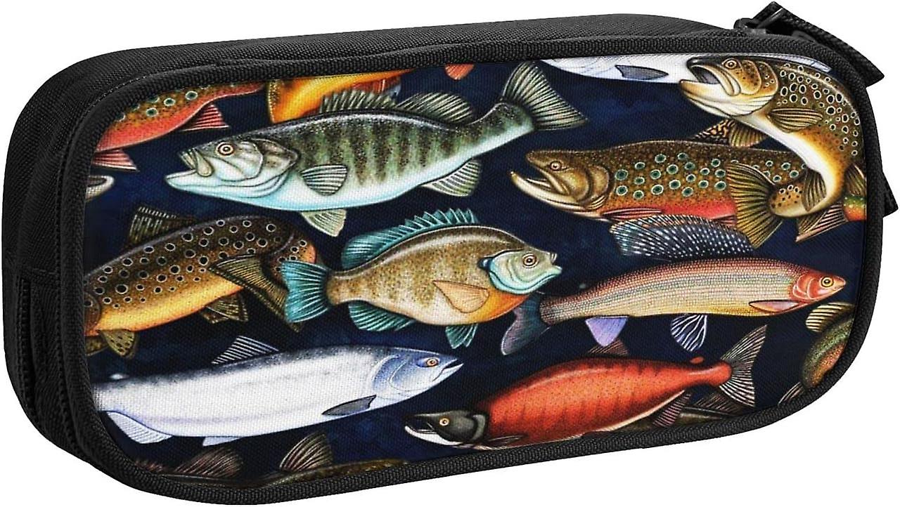 مقلمة حالة سعة كبيرة قلم رصاص الحقيبة المياه العذبة الأسماك قلم رصاص حقيبة مكتب القلم حامل المنظم حقيبة القرطاسية للفتيات الأولاد الكبار13531