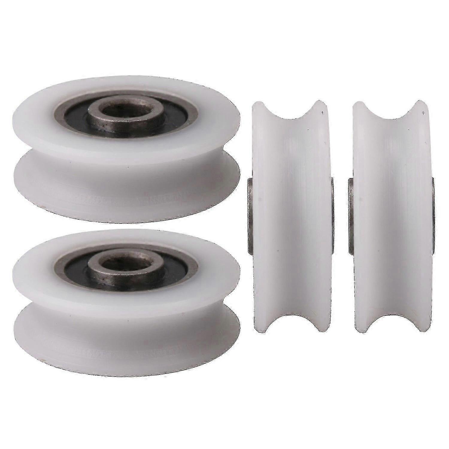 4 pcs 4x20x6.5x7.4mm 白い内側の直径 4mm U溝ナイロン プーリー ホイール スライド ドア用