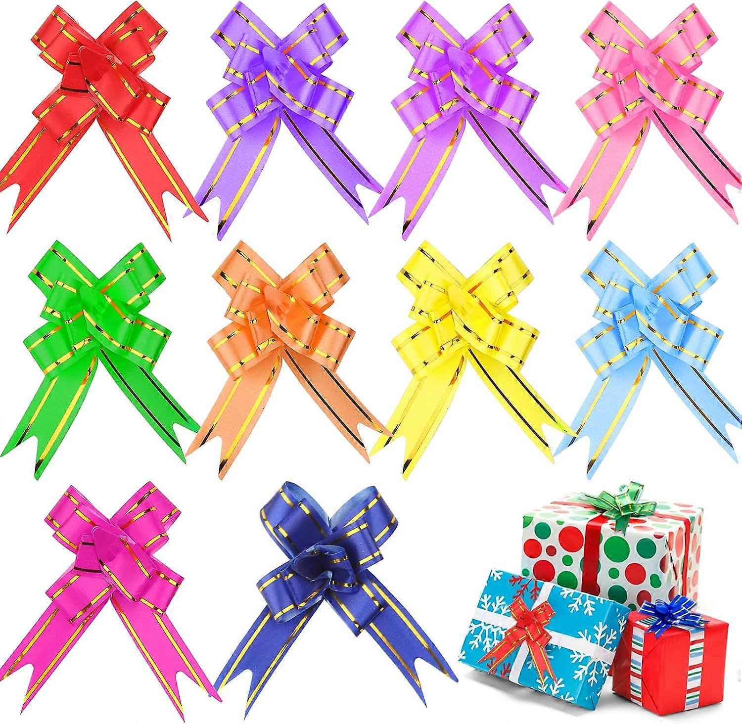 Zhenle Pull Bows 100Pcs Pull Bows for Gift Wrapping 10 Colors Gift Bows Ribbon Bows Gift Bows for Presents Ribbon Bows for Hampers
