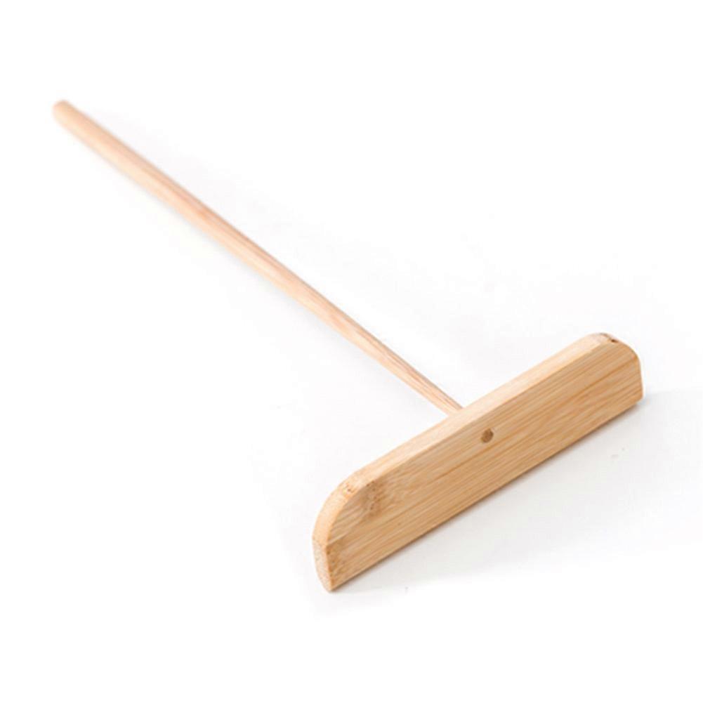 Small Bamboo Portable Washable Pancake Rake with Long Handle Cooking Tool