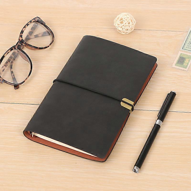 Retro Strapped Notebook A5 Student Notebook Portable Pocket Word Stationery Office Supplies Notepad Journal Leather Record Book BaoPeng