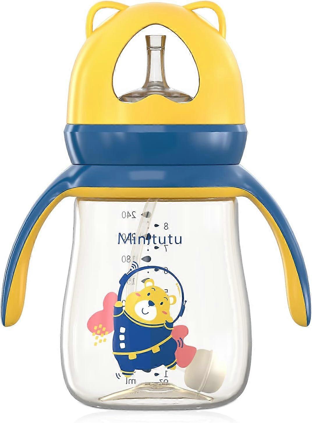 Sippy Cups for 1 YearWeighted Straw , Spill Proof Sippy Break-Proof Cup with Handle , Toddler Transition Sippy Cups for Baby 6 Months , (Blue)