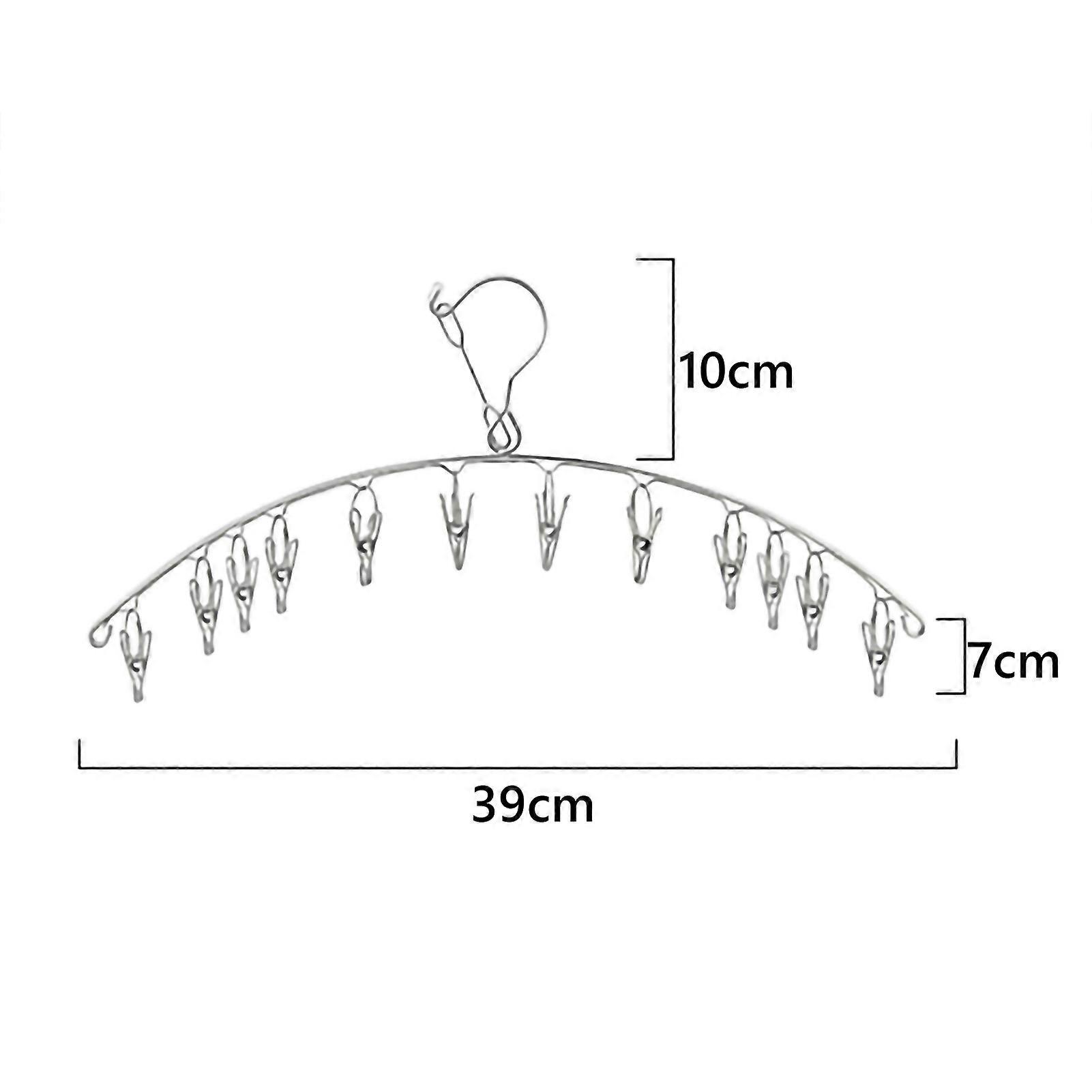 Stainless Steel Sock Drying Rack Curved Folding Laundry Drying Rack Windproof Hanger4.0 Thick Outer Windproof 12 Clips