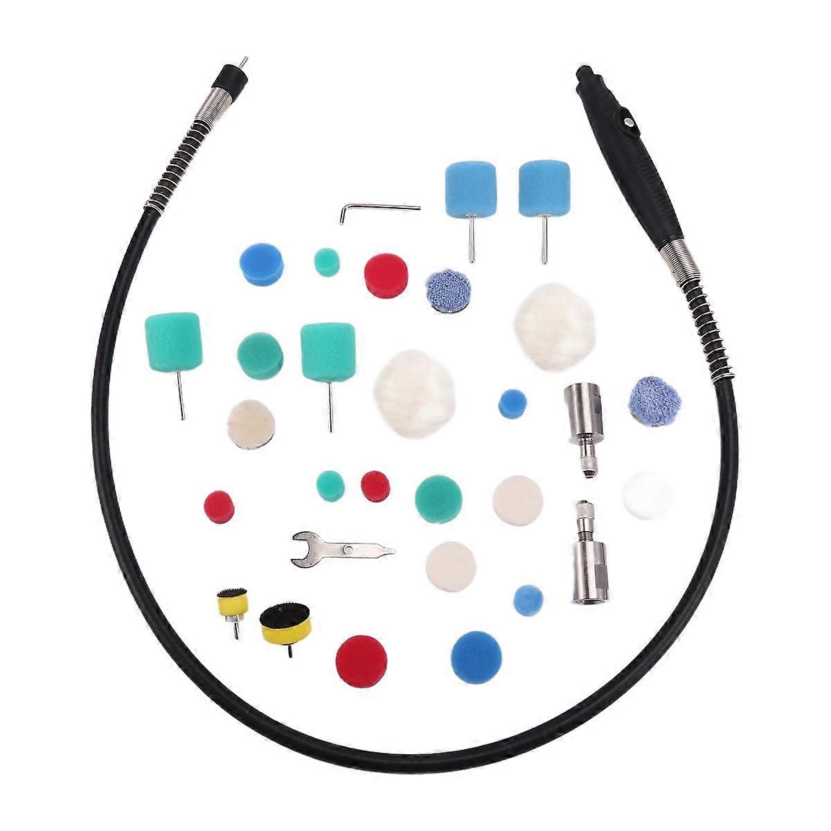 31PCS Mini Buffing Polishing Pads, Mini Detail Polisher Pads, Mini Polisher Tool with 1 Flexible Shaft Attachment