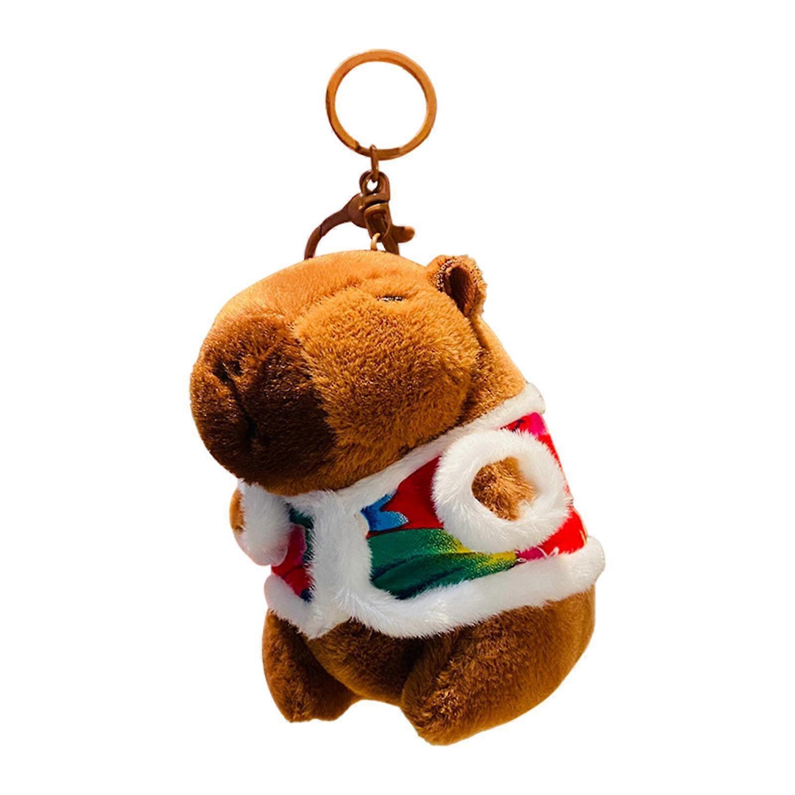 Capybara Plush Toy Keychain Plush Capybara Keychain for Family Birthday Gift with hat