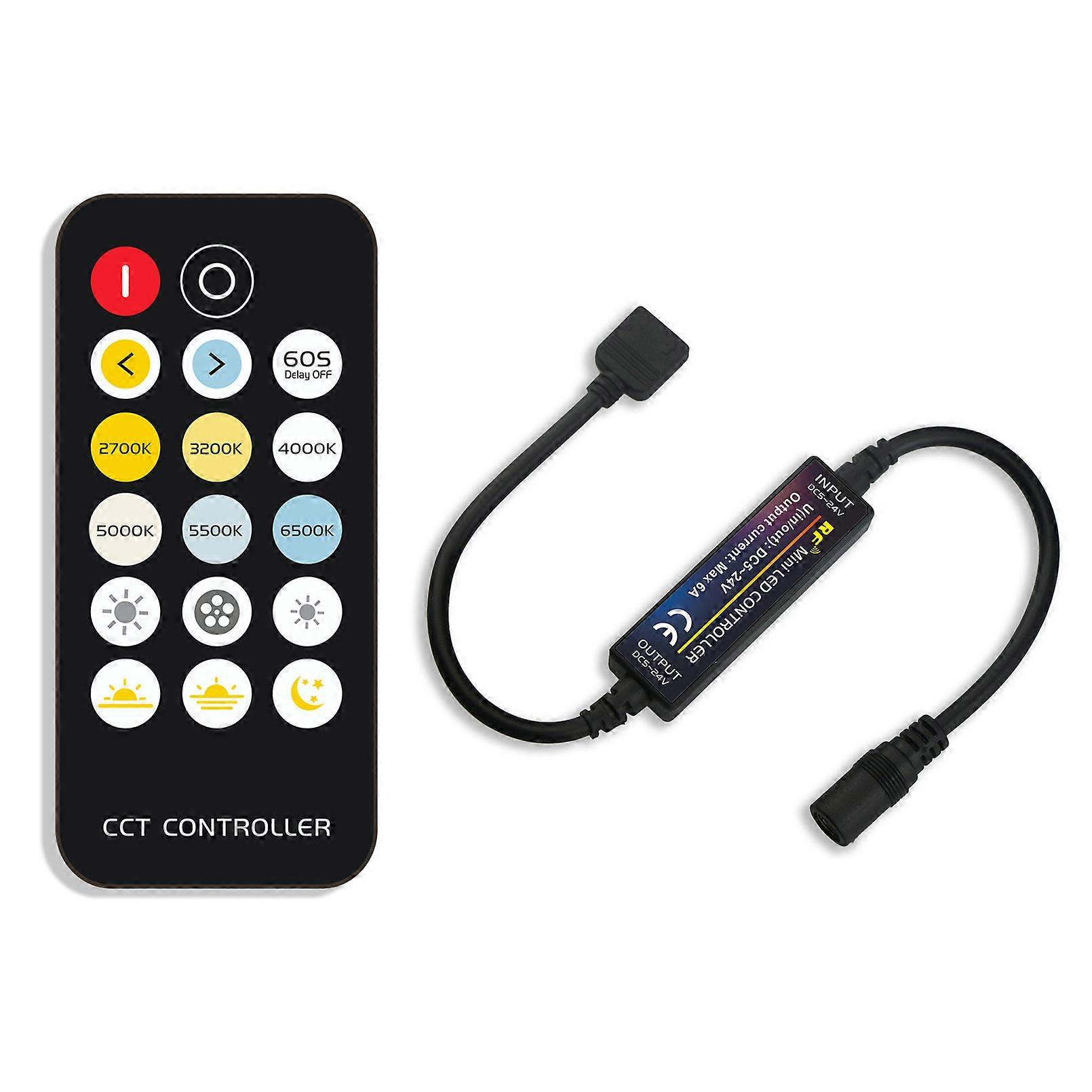LED Controller Mini Wireless RF 17-Key Remote Control Constant Pressure Two-Color Light RGB+CCT LED