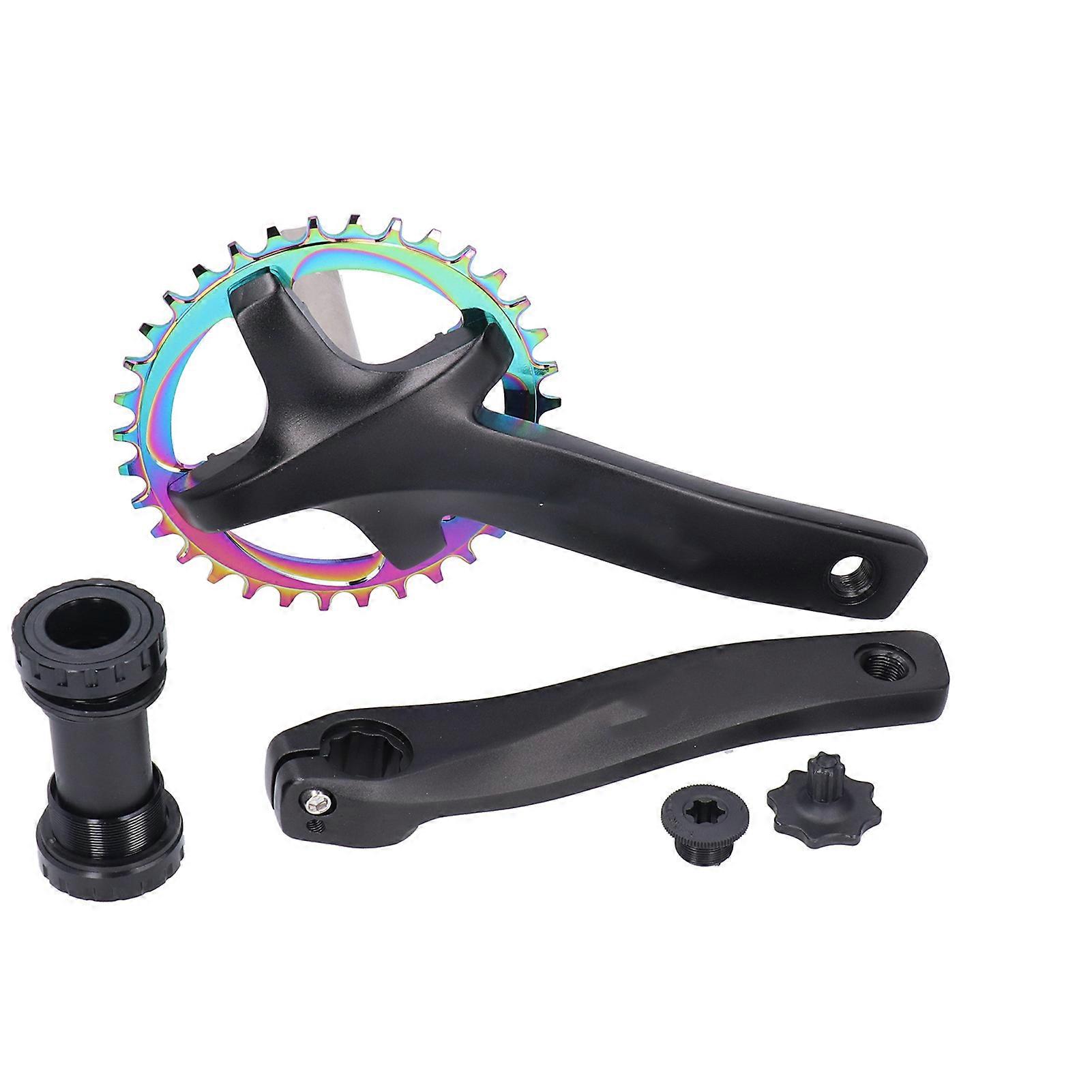 ZK22 Bike Crankset with Bottom Bracket 34T Single Speed Crank Set Chainwheel Aluminium AlloyBlack