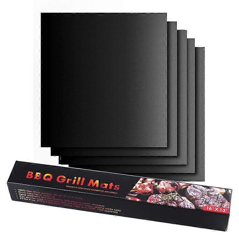 Indoor and outdoor barbecue mats, easy to clean, reusable, durable and high temperature resistant (5 pieces)