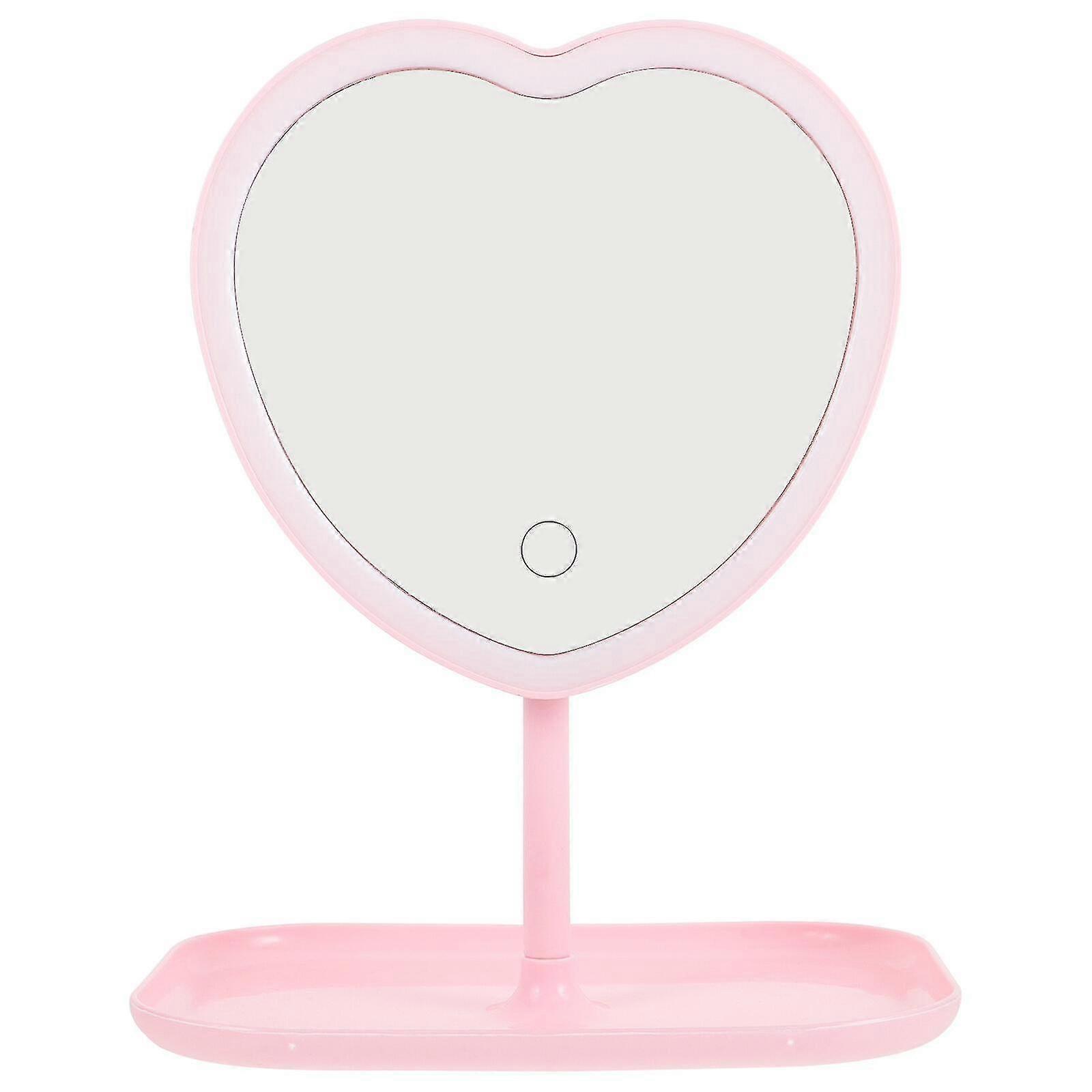 Usb Rechargeable Led Makeup Mirror Desktop Mirror Heart Shape Mirror For Women