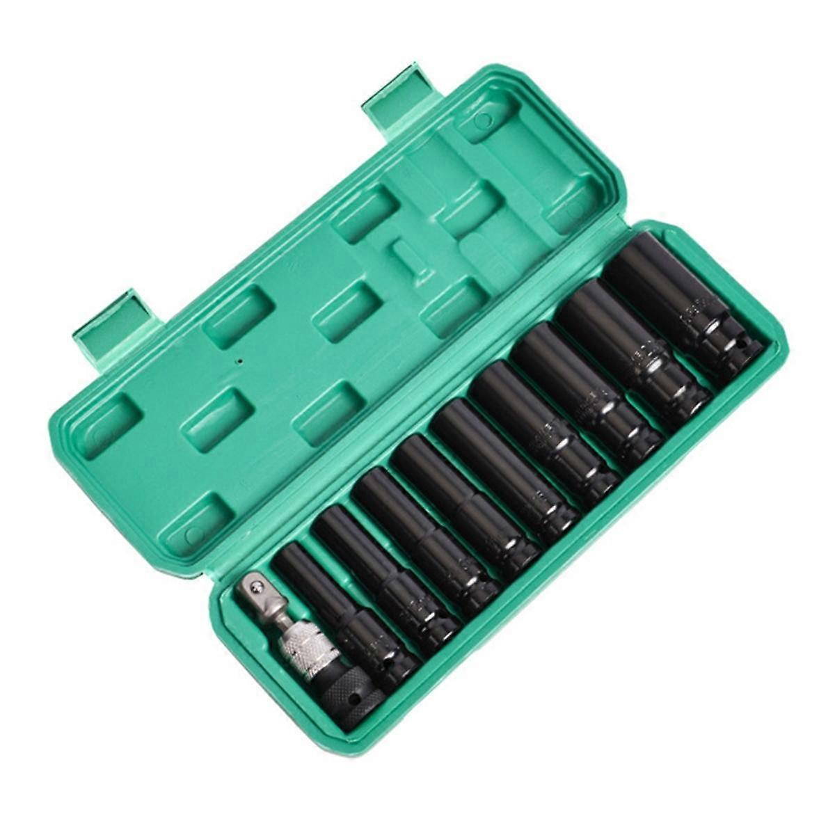 Deep Impact Socket Set,10Pcs 1/2 Inch Socket Sets 8-24mm and Storage Box with Driver Socket Extensions for Automotive