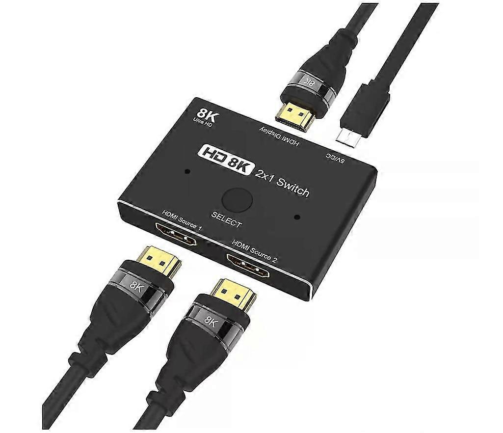 Splitter HDMI 8K 120HZ, comutator HDMI 8K 48Gbps HDMI 2.1 Comutator direcțional Doar ieșire 2 în 1 8K @ 60Hz Convertor splitter 4K @ 120Hz compatibil cu X