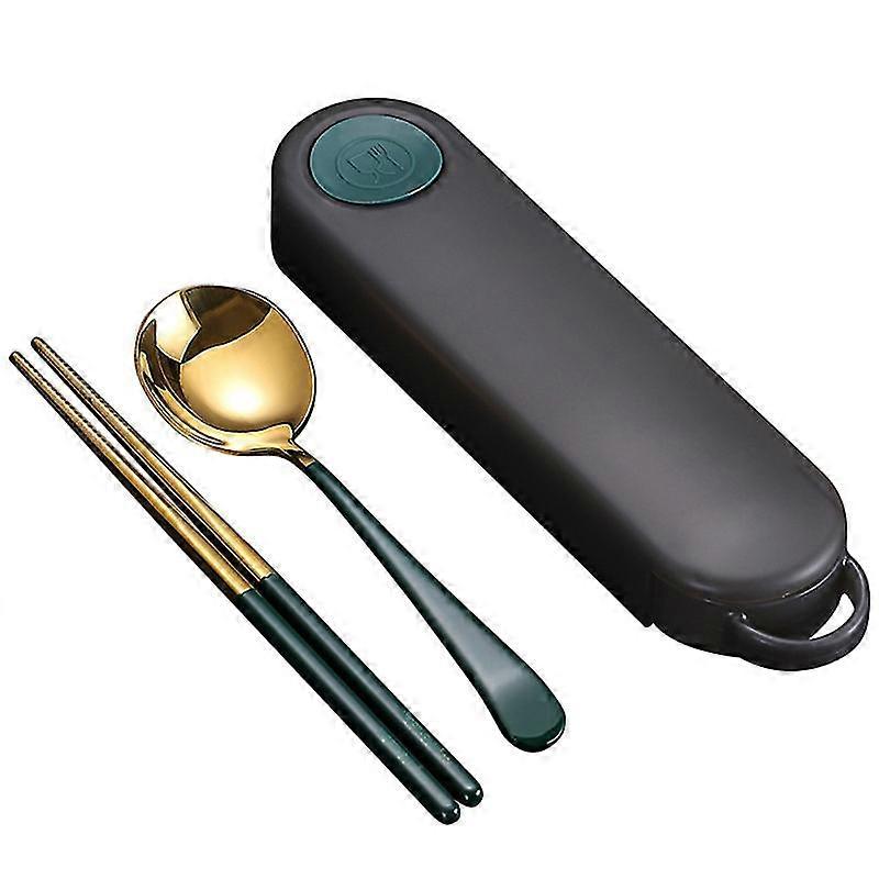 1 set portable chopsticks spoon set with case stainless steel tableware set