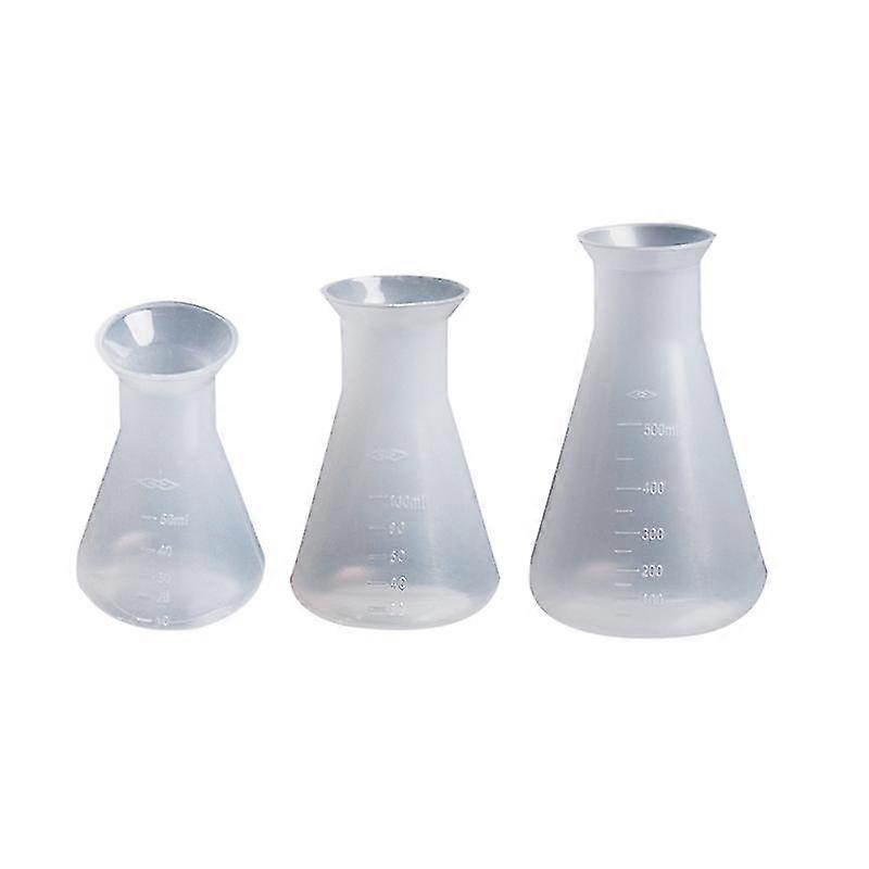 3pcs plastic flask conical flask for laboratory students kids educational learning toys(50ml+100ml+500ml)