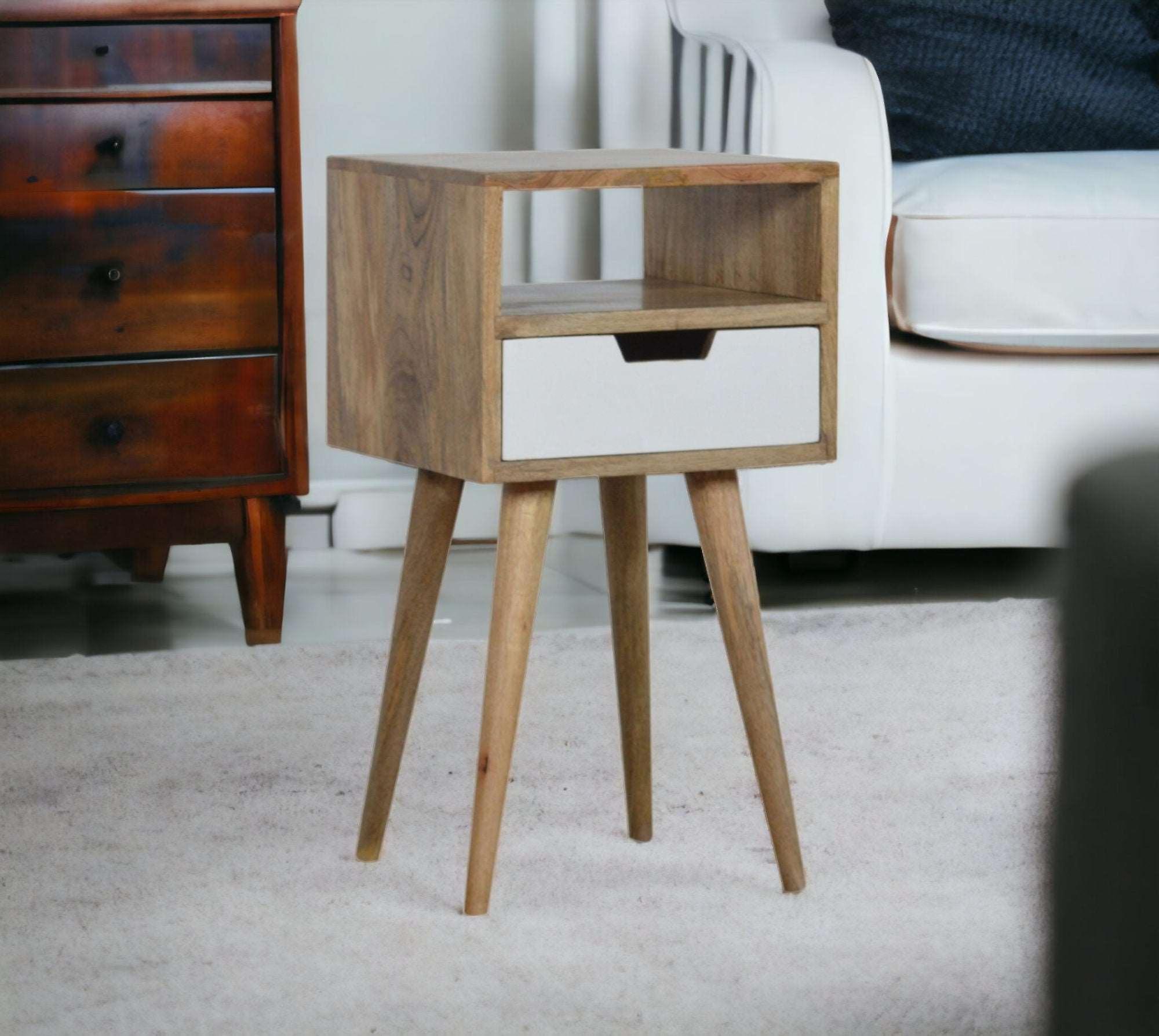 Small Bedside Table With White Drawer