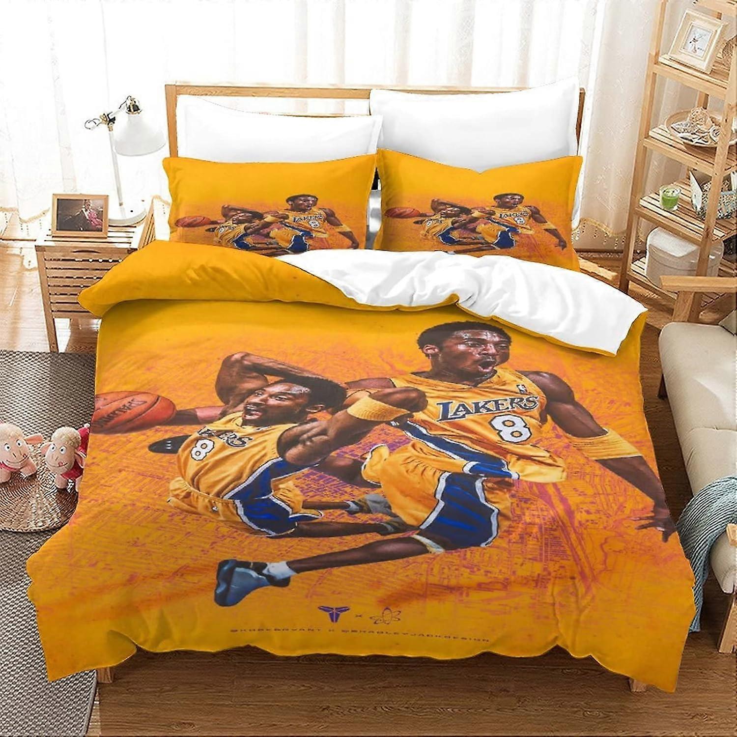 Funda nórdica de baloncesto Kobe Bryant Juego de ropa de cama NBA Pattern  D con cremallera Juegos de fundas nórdicas de microfibra E