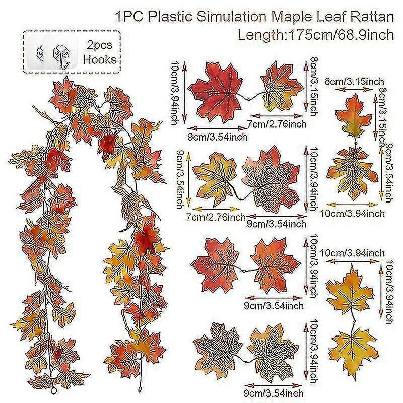 الخريف الاصطناعي القيقب يترك إكليل كرمة شنقا النبات لعيد الشكر هالوين الموقد الديكور عيد الميلاد المنزل DCOR