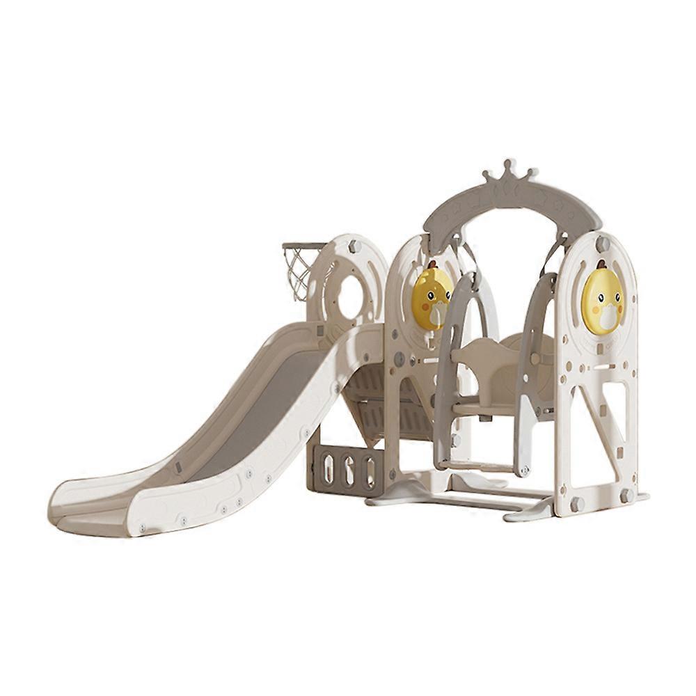 3-in-1 Kids Playground Toddler Duck Theme Swing and Slide Set,Grey