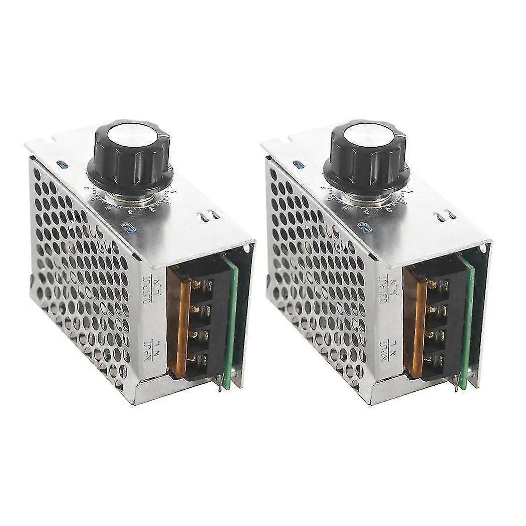 2x Voltage Regulator Voltage Speed Controller Dimmer + Shell Ac 220v 4000w