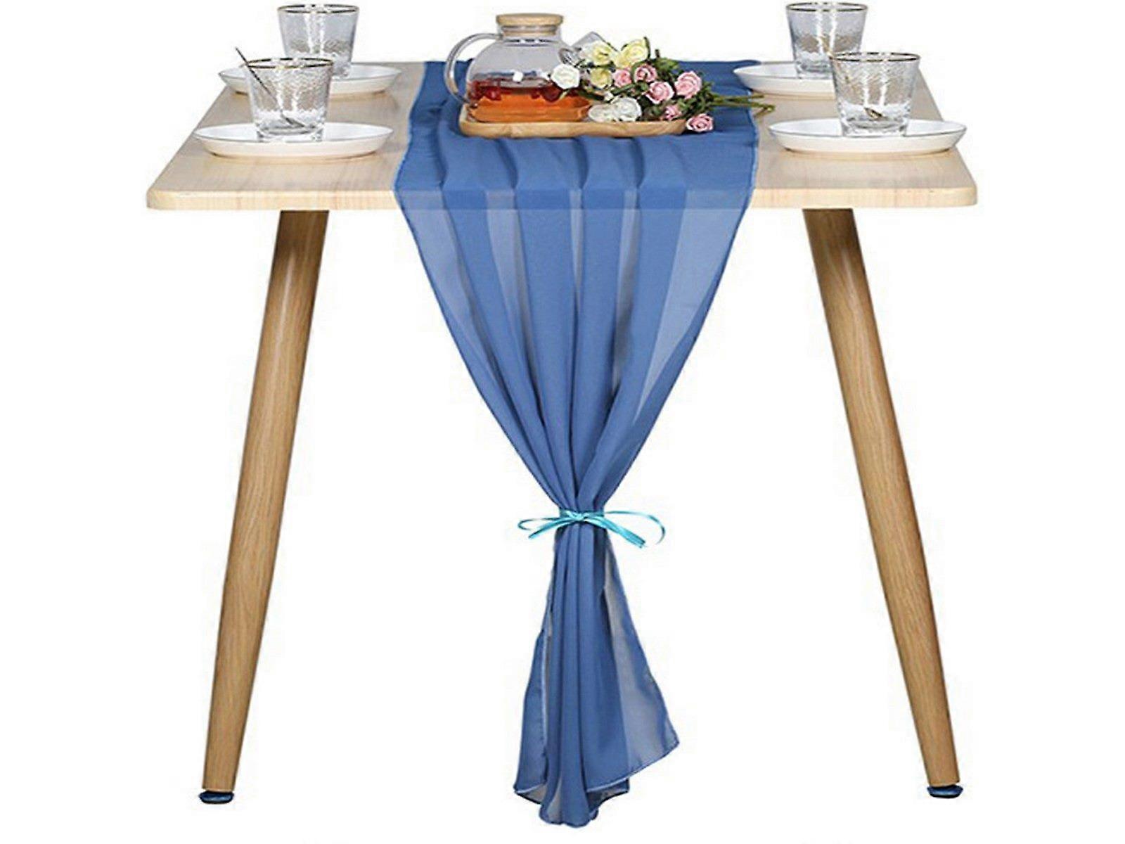 70x300cm Chiffon Table Runner Dark Blue