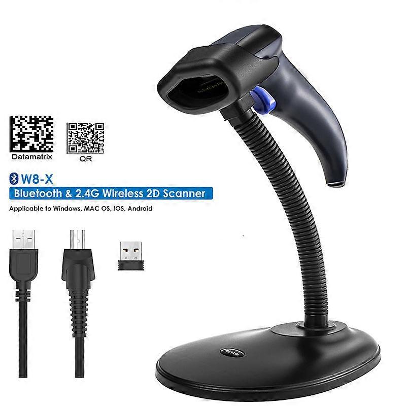 W6 Wireless CCD Barcode Scanner with Stand AND W8-X Bluetooth 2D Bar Code Reader QR Data Matrix PDF417 IOS Android Windows