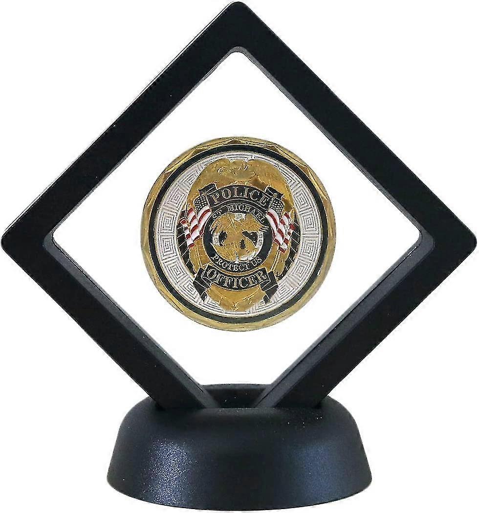 Wabjtam Display Frame, 3d Floating Display Case Stand Holder, Medallion Medal Specimen Military Coin Clear Box (black)