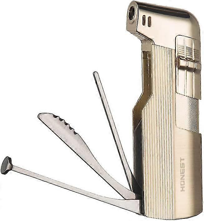 Lighters Pipe Lighter Gas Butan Refillable med integrert rørbestikk gaveeske (gull D)