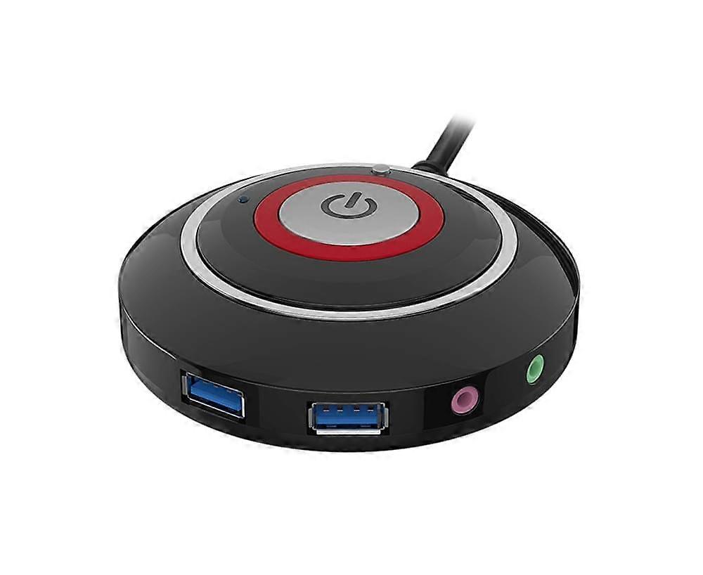 Desktop Switch Interface Dual USB Audio Anti-theft Big Button Sensitive PC Reset with Extension Cord Desktop PC Power Button Switch Office Internet Ba