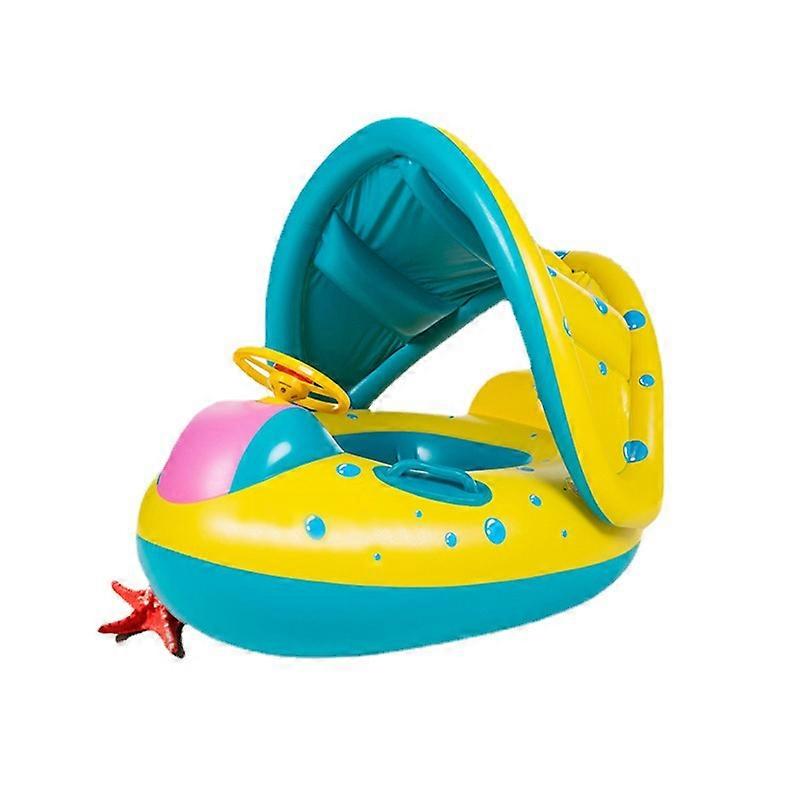 Inflatable Baby Pool Float Swimming Ring with Sun Canopy with Inflator Pump,Waterproof Carry Bag