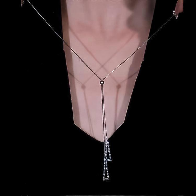 Geometric triangle tassel necklace 925