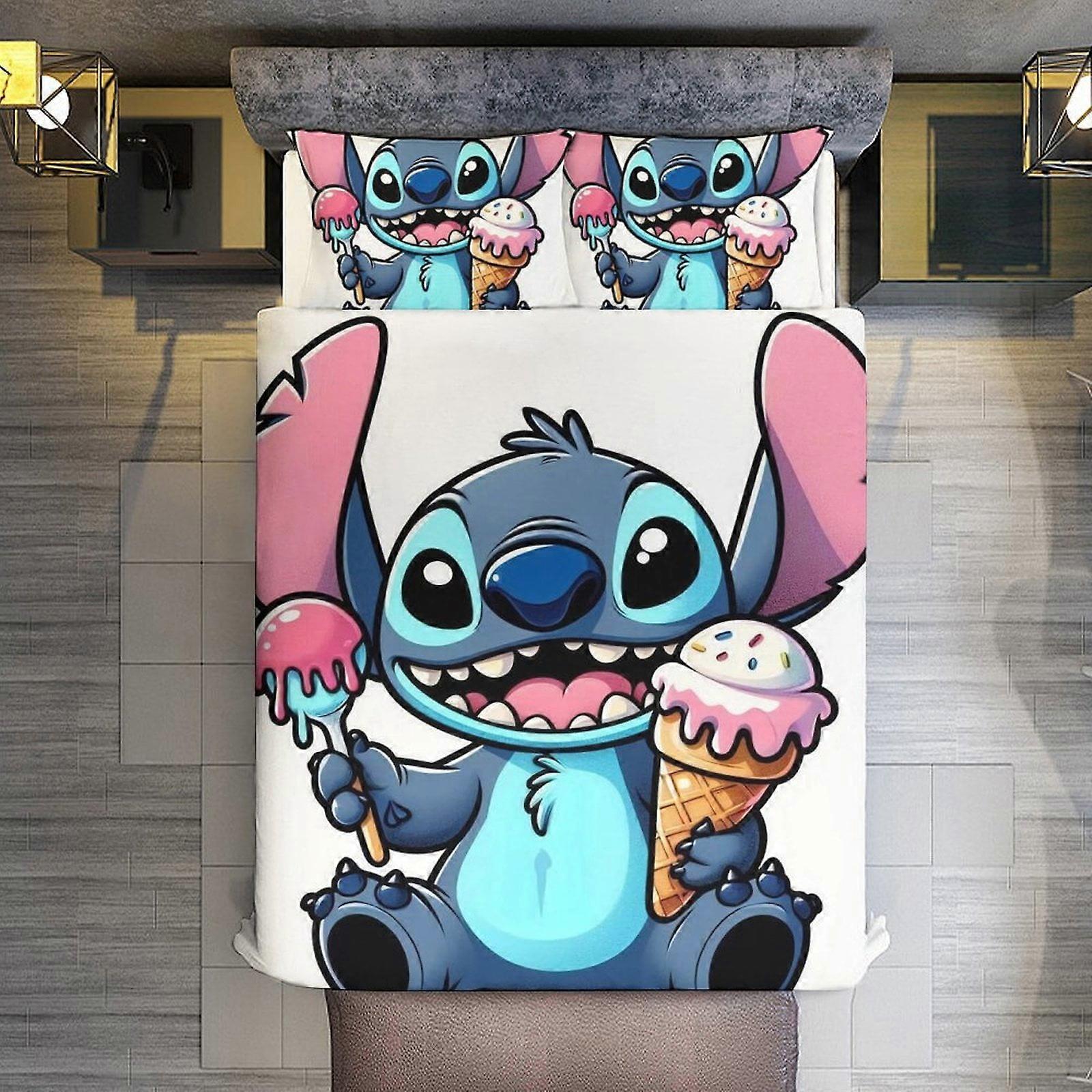 v3422 ملاءات السرير غرزة الفراش تناول الآيس كريم 3 قطع غطاء لحاف مجموعة بالحجم الكامل سوبر لينة مقاومة للبهتان ستوكات 1 غطاء مع سحاب و 2 باي