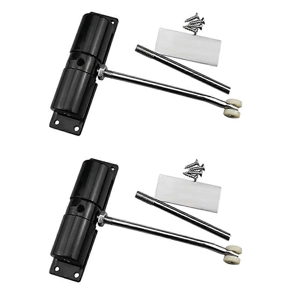 2X Door Closer Household Black Belt Wheel Adjustable Automatic Door Closing Light Zinc Alloy Spring
