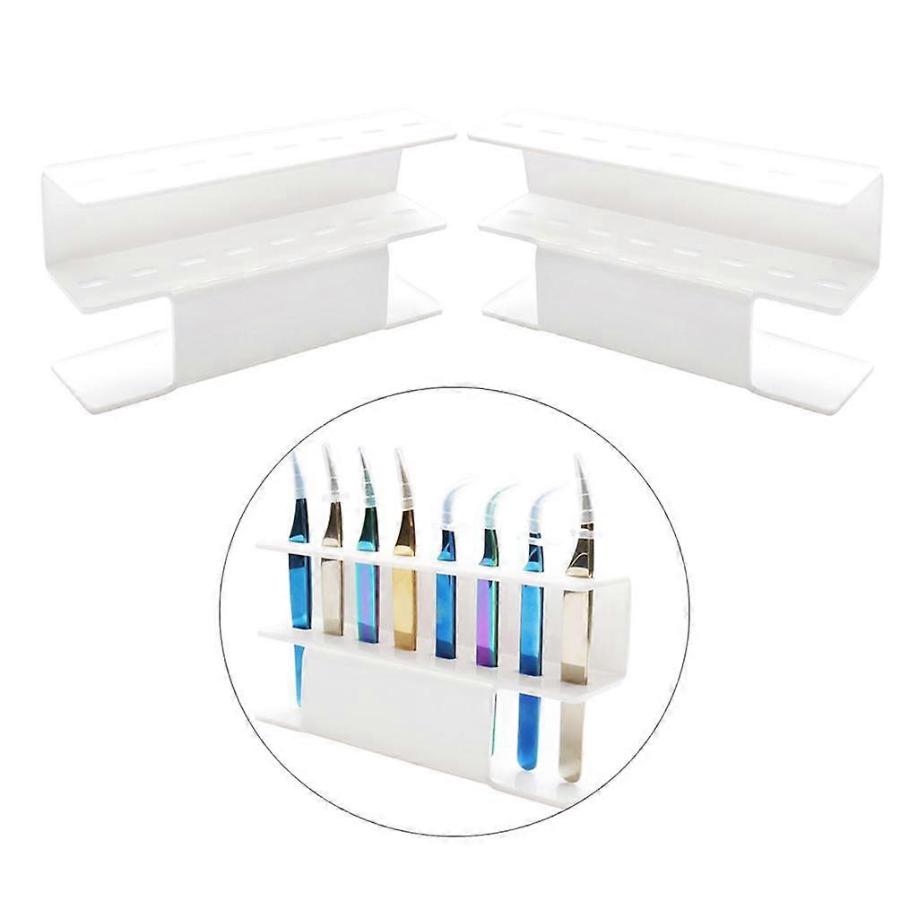 2Pc Desktop Tweezer Storage Holder Eyelash Extension Tool Stand Rack White