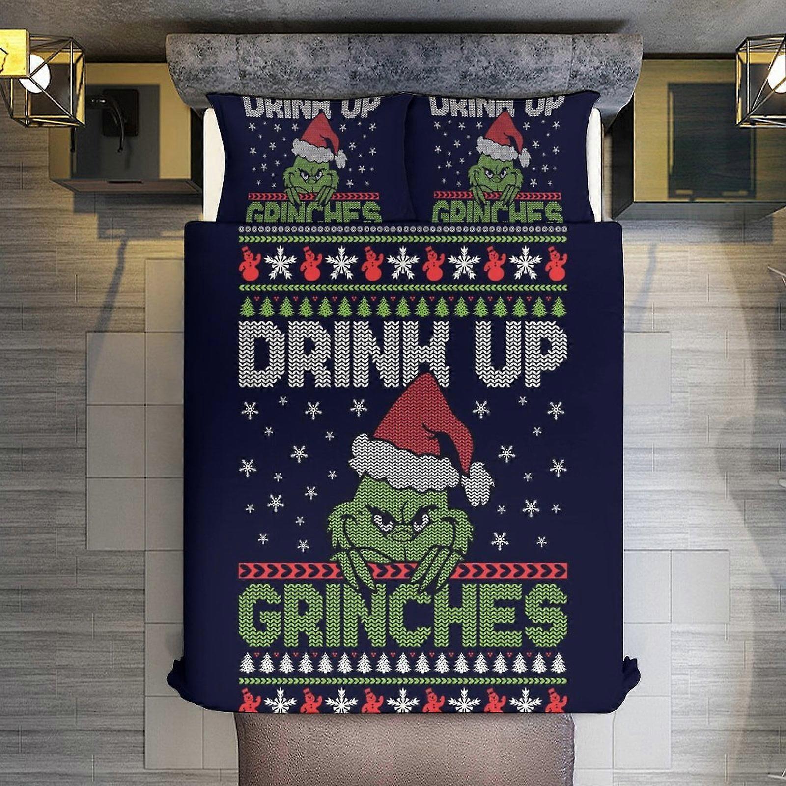 KA549 GrinchComforter Set 3D Ensembles de literie en microfibre légère (1 housse de couette, 2 taies d’oreiller) Draps de lit RM549