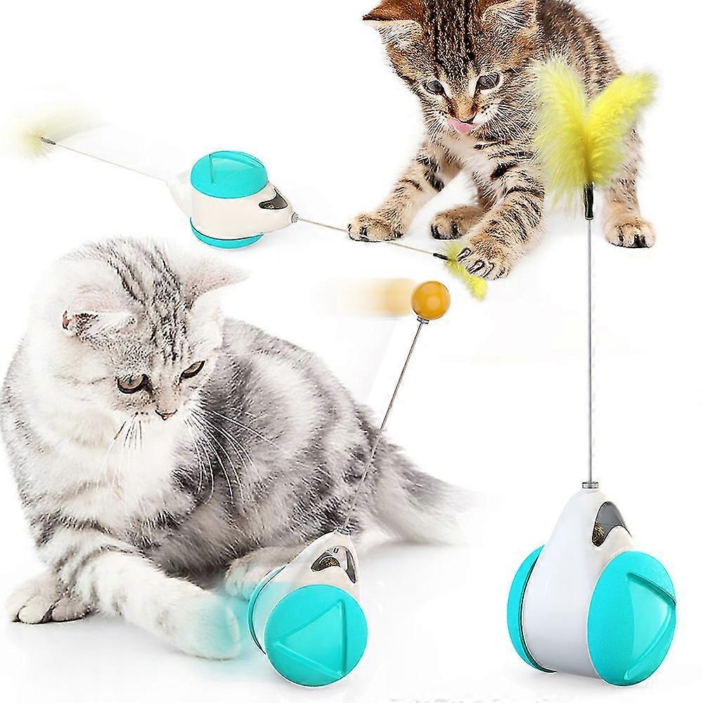 Guoguo Cat Feather Toy Pet Ball Tumbler Balance Toys Teaser Chasing Interactive Roller With Catnip