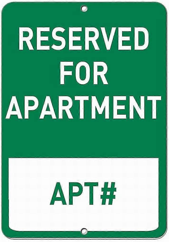 Sinal de aviso 8x12 polegadas OU 12x16 polegadas reservado para apartamento Apt# Sinal de estacionamento Placas de metal de estanho Decor M