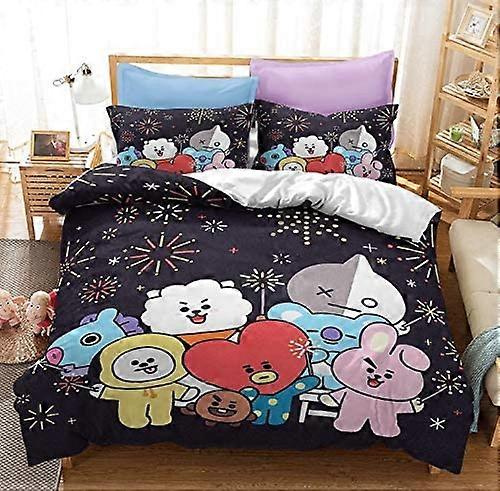 Conjunto de Cama BTS do Exército 3D Capa de Edredom Capa de Edredom Capa de Travesseiro ((Sem Edredom) (Rainha)
