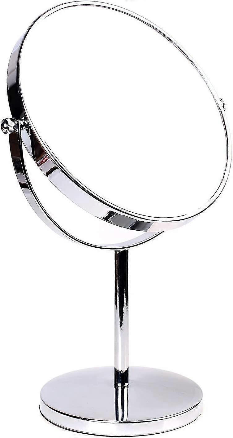 10x Magnifying Tabletop Makeup Mirror,  20cm Double Sided Free Standing Cosmetic Mirror, Bathroom Mirror, Round, Chrome, Swivel - Ideal For Shaving, M