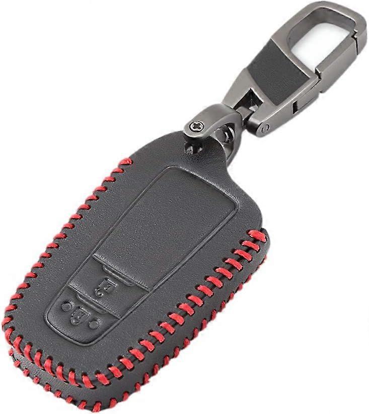 Leather Car Key Cover Case, Toyota C-HR 2017-2018/Prius, 2 Buttons, Keyless, Red Line