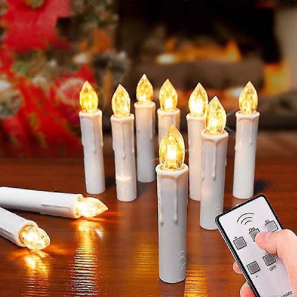 Ασύρματα και flameless κεριά, ασύρματα οδηγημένα κεριά δέντρων πακέτων 10, κεριά δέντρων Χριστουγέννων με τον τηλεχειρισμό και τους αποσπάσιμους δεσμούς, οδηγημένα κεριά κωνών