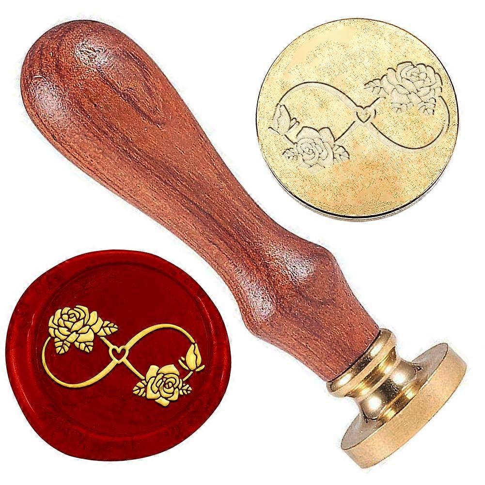 Rose Infinite Loop Wax Seal Stamp Embossed Stamp Sealing Vintage Elegant Removable 1" Brass Seal Wood Handle Wedding Invitations Envelopes Gift Packin